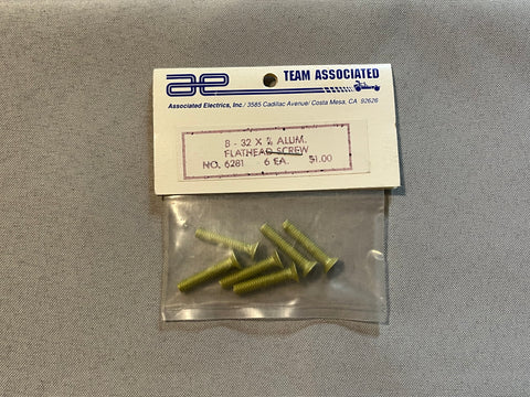 Team Associated 6281 8-32 x 7/8” Aluminum Flathead Screws (6)
